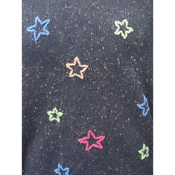 Christopher & Banks Hand Knit Sweater Women's XL 1/4 Zip Embroidered Stars VTG - Picture 5 of 8